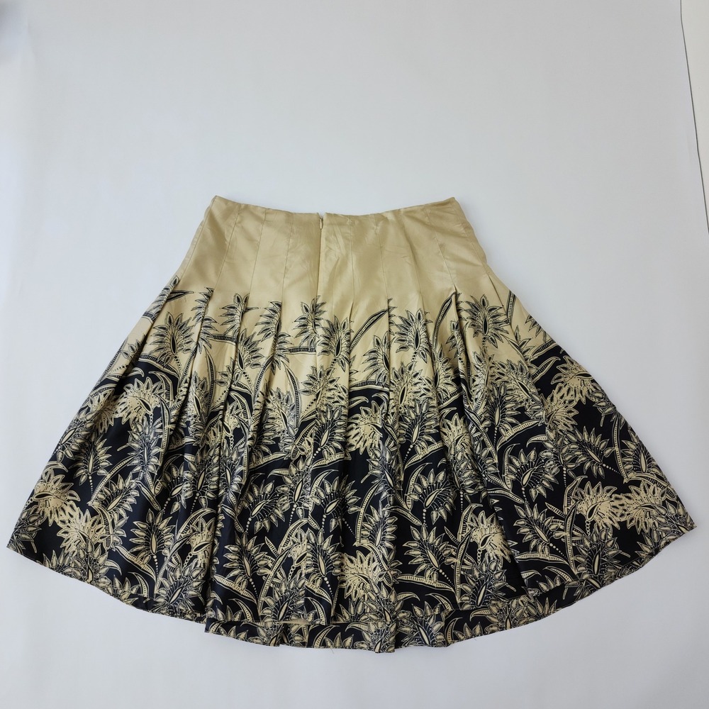 Jonesβ New York Collection Gold Black Botanical Pleated A-Line Skirt Size 14